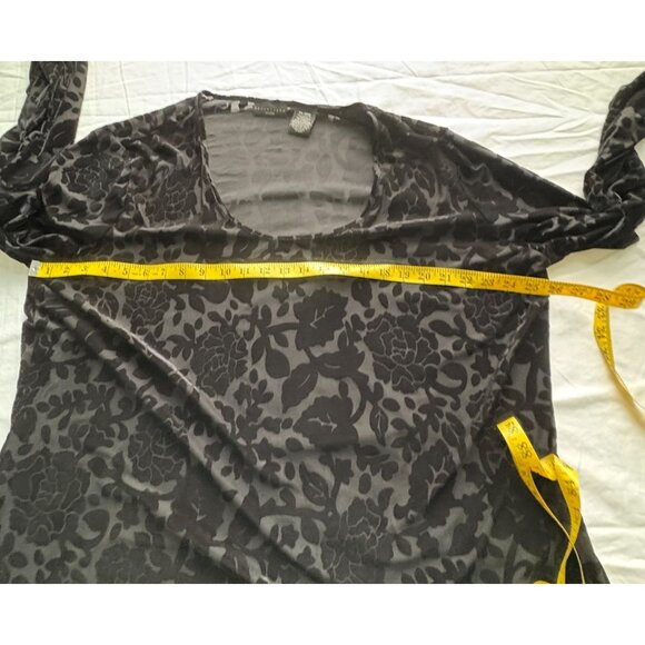Apostrophe Womens Black Floral Sheer Top Plus Size 24-26W Velvet Detail - Picture 4 of 10